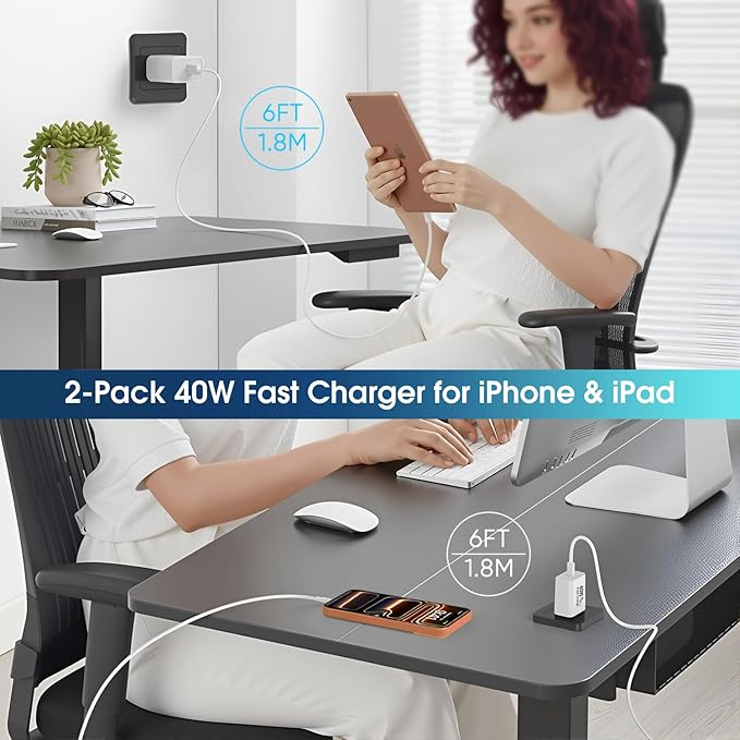 iPhone 17 16 15 Charger Fast Charging Type C Chargers 40W USB C Charger Block iPhone 17 16 15 Air Pro Max Chargers with 6FT Cable for iPhone 17/17 Plus/17 Pro Max/16 Plus/16 Pro Max/15 Max/iPad Pro