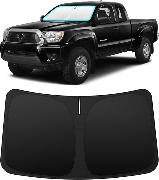 INSAUTO Custom Fit Windshield Sun Shade Accessories for Toyota Tacoma 2005-2015, Foldable Front Window Sunshade, UV & Heat Reflector, Keeps Interior Cool, Includes Storage Bag