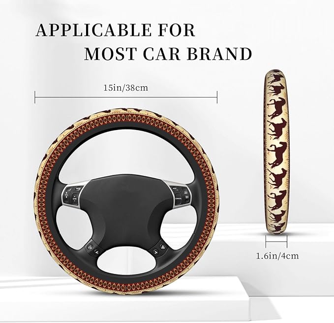 Horses Steering Wheel Cover Women 15 inch Anti-Slip Sweat Absorption Steering Wheel Covers Cute Car Accessories Decor Car SUV Sedan Vans Truck Protector
