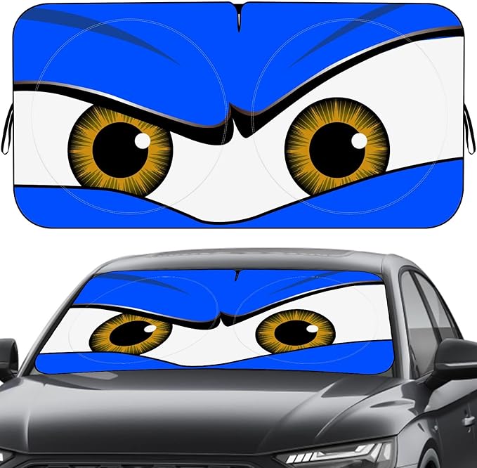 eygeufg Windshield Shade, Car Sun Shade for Front Windshield (Blue, Large)