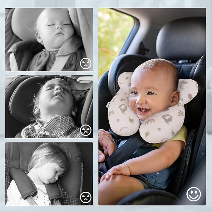Baby Travel Pillow Upgraded, Soft Baby Head Support Pillow for Newborn Toddler, Babies Neck Car Seat, Pushchair and Strollers, Flower