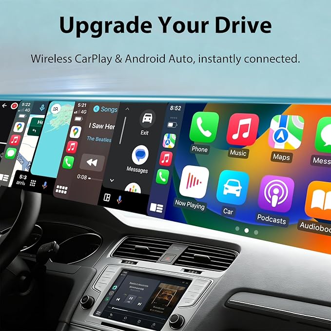 Sunweyer 2026 Latest Wireless CarPlay & Android Auto Dongle 2 in 1 Auto Connect Box,USB Type-C Port,Supports Online Updates Wired to Wireless Adapter (S40) (S42)