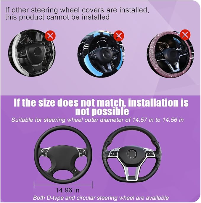 BELOMI Car Steering Wheel Cover, Anti Slip Leather Breathable Vehicle Protector, Comfortable Grip Automotive Interior Protective Guard Accessories, Universal for SUV, Sedan, Truck (Black/Blue)