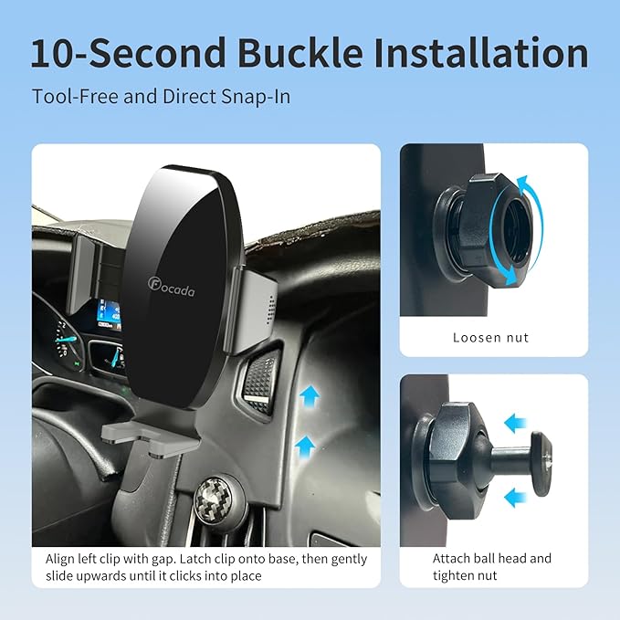 Car Phone Holder for Ford Focus MK3/MK3.5 (2012–2018) ST/RS/SE,Vehicle-Specific Dash Phone Mount,360° Rotating Adjustable Cell Phone Holders with Stable Clip Design,Ford Focus Auto Accessories