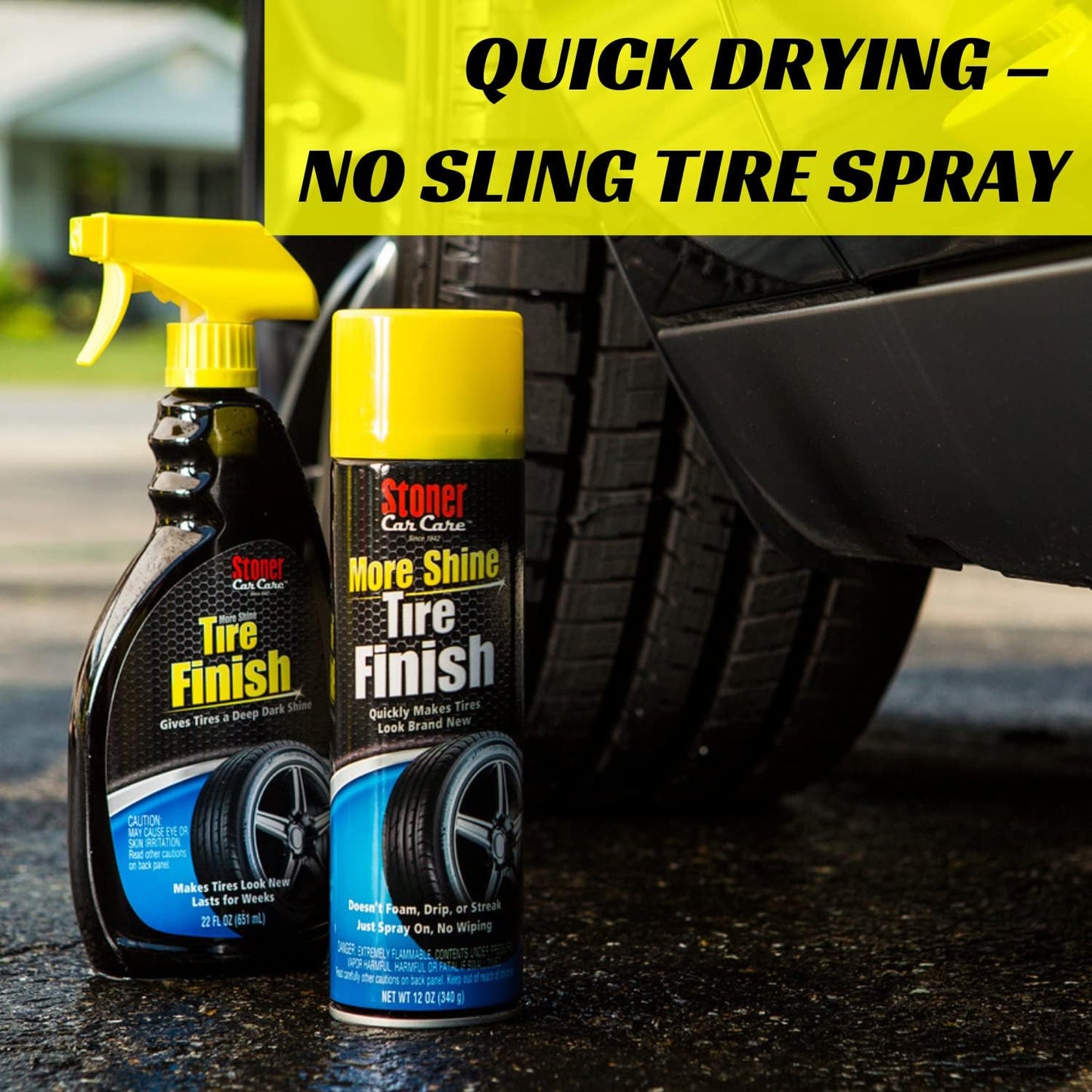 Stoner Car Care 91094-3PK More Shine Tire Finish for Tire and Wheel Care Creates a Long-Lasting, Rain-Resistant Tire Shine, Makes Faded Tires Look New, Non-Greasy Formula, 12 Oz, Pack of 3