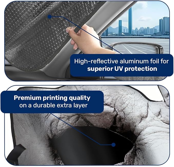 GENANY Windshield Sun Shade for Car SUV Truck (55x30 Inches), Sun Shade Windshield, Shades for Front Windows, Protector Blocks UV, Car Decor