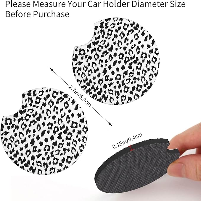 Gray Leopard Print Steering Wheel Cover Cheetah Animal Print Steering Wheel Cover Anti-Slip Breathable Universal for 15 Inch Car with 2 Pieces Car Coasters Suitable for Men Women