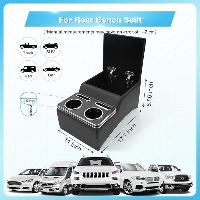 Center Console, Universal Front Bench Seat Consoles,Truck Seat Organizer and Storage,Center Console for Truck & Minivan & Car& SUV Cab Front Seat Bench Seat Storage Box (Regular)