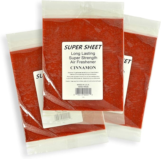 Super Sheet Large (8"x7") Under Seat Car Air Freshener, 3-PACK (Cinnamon)