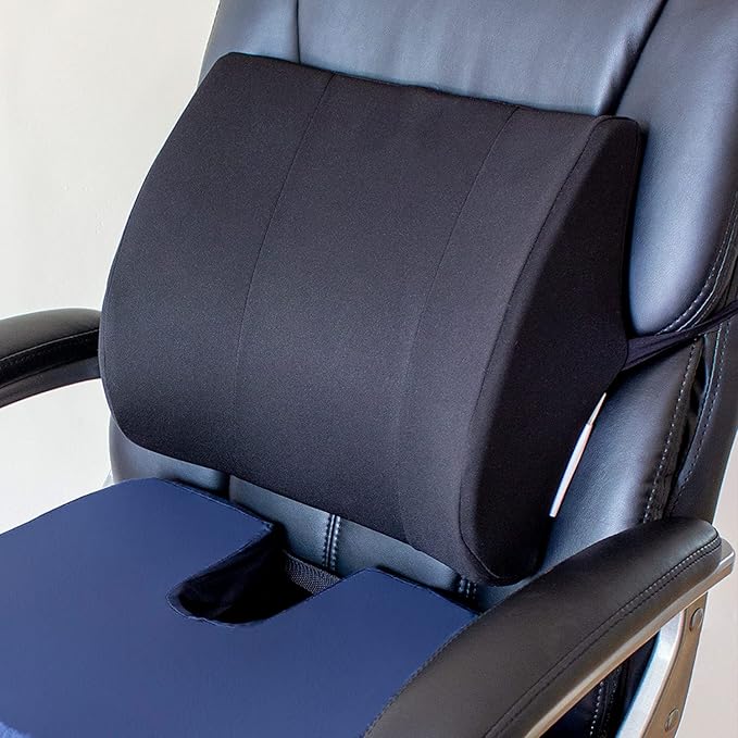 DMI Lumbar Support Pillow for Chair to Assist with Back Support with Removable Washable Cover and Firm Insert to Ease Lower Back Pain while Improving Posture,14 x 13 x 5,Contoured Foam,Elite,Black