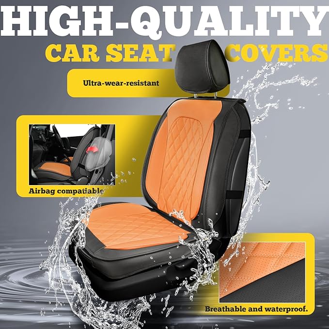 LINGVIDO Car Seat Covers Full Set (5 Seats) - Premium Perforated Nappa Leather, Waterproof Shield, Omni-Adapt Fit SUVs Sedans, Ultimate Family & Pet Protection