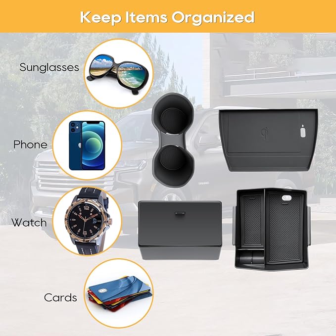 LFOTPP Forester Center Console Organizer for 2025 Forester Accessories, Armrest Storage Box+Silicone Cup Holder+Hidden Box+Wireless Charging Protective Pad Non-Slip Mat 4Pcs,NOT for 2025 Wilderness