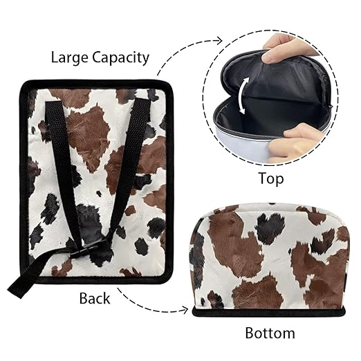 Brown Cowhide Car Trash Can with Lid, Cute Leakproof Car Trash Garbage Bag Hanging Vehicle Trash Bin Small Portable Automotive Garbage Cans Organizer for Back/Front Seat/Console
