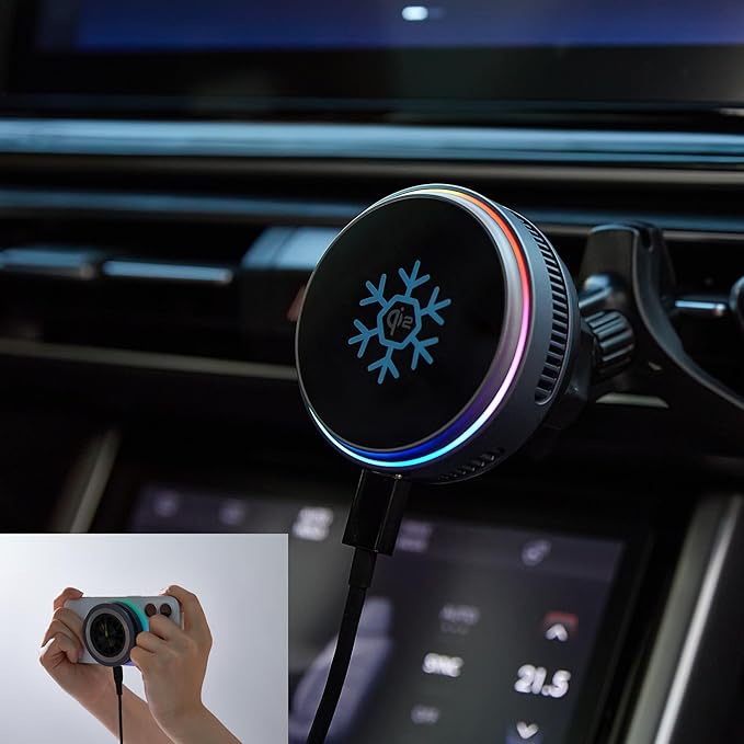 Qi2.2 25W Wireless Magnetic Detachable Car & Desk Charger - MagSafe Compatible, 3-Second Peltier Cooling, Fast Charging for iPhone 17/16 Pro Max, Galaxy S26 (Qi2.2 25W Black)