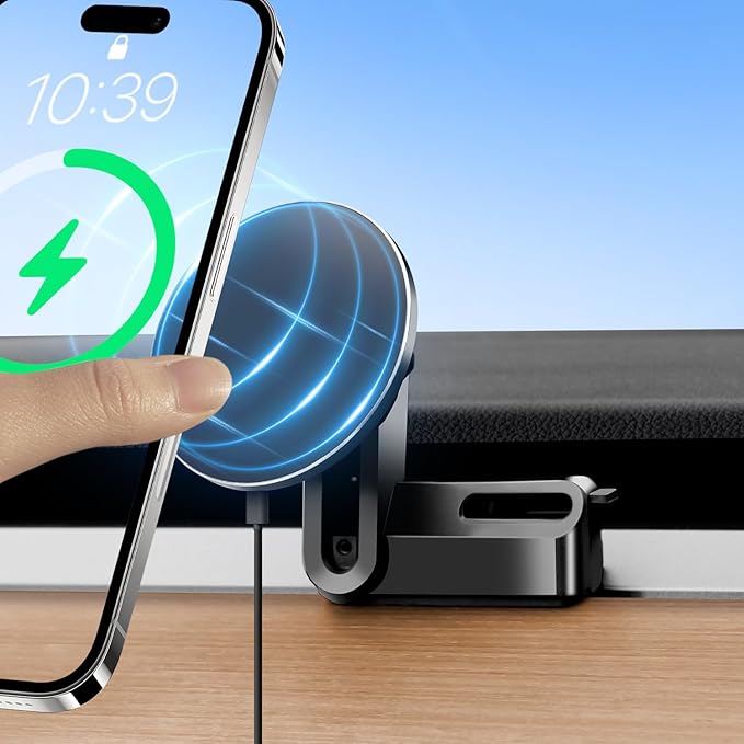 15W Wireless Fast Charging Phone Mount Holder for Tesla Model Y Model 3, Magnetic Phone Charger Compatible with iPhone 12 to 17 Series and Android, with 5ft C to C Cable (NOT fit Model 3 2024 2025)
