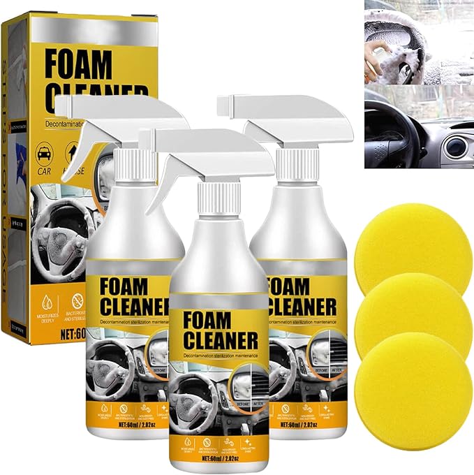 Foam Cleaner for Car, Foam Cleaner All Purpose, Foam Cleaner for Car Interior, Multi-Purpose Car Upholstery Cleaner for Car Seats Leather (3PC)