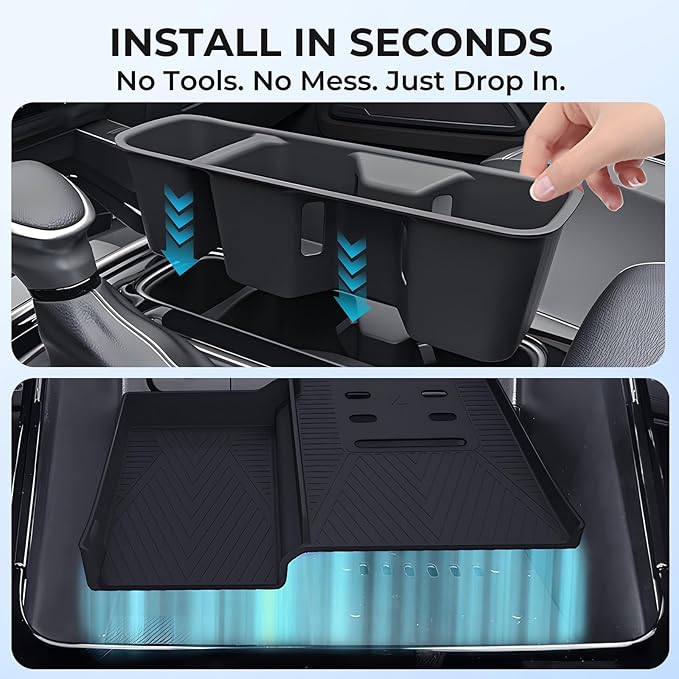 VONAX Cup Holder Insert & Wireless Charging Pad Protector Compatible with KIA Sorento 2026 2025 2024 2023 2022 2021, Center Console Cup Holder & Wireless Charging Mat for Sorento Accessories, Black