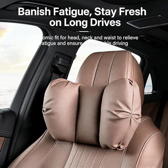 Car Neck Pillow & Lumbar Support for MINI F56 2022-2024 Ergonomic Breathable Mesh Auto Seat Back Cushion Headrest,Black-Lumbar Support