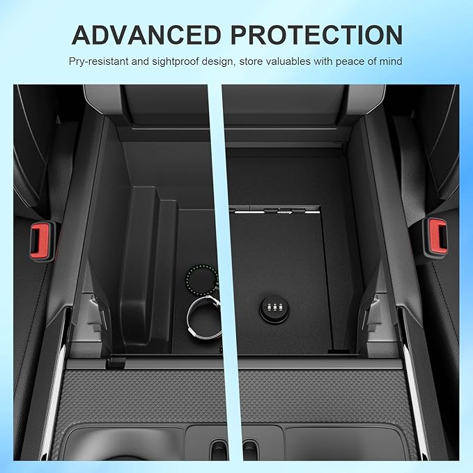 SZYANG Center Console Safe Organizer Compatible with 2021-2025 Ford F150 Lock Box No XLT STX Tremor Raptor Console Safe Vault Replacement for 2021-2025 Ford F-150 Accessories