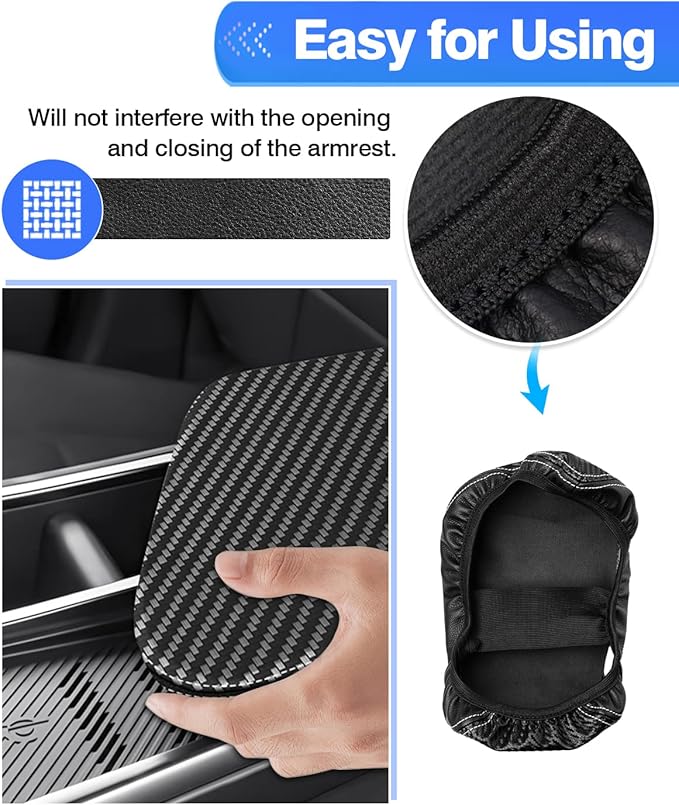 Autorder Center Console Cover for Kia EV6 2022-2025 2026 Accessories Carbon Fiber Armrest Cover Anti-Scratch Middle Console Pad Leather Armrest Protector