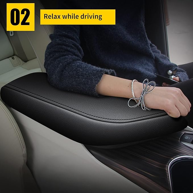AOMSAZTO Center Console Cover Customized Armrest Cover Compatible with 2018-2024 Toyota Camry, Leather Arm Rest Covering for Car, Well-Make Durable Console Cushion Pad, Black