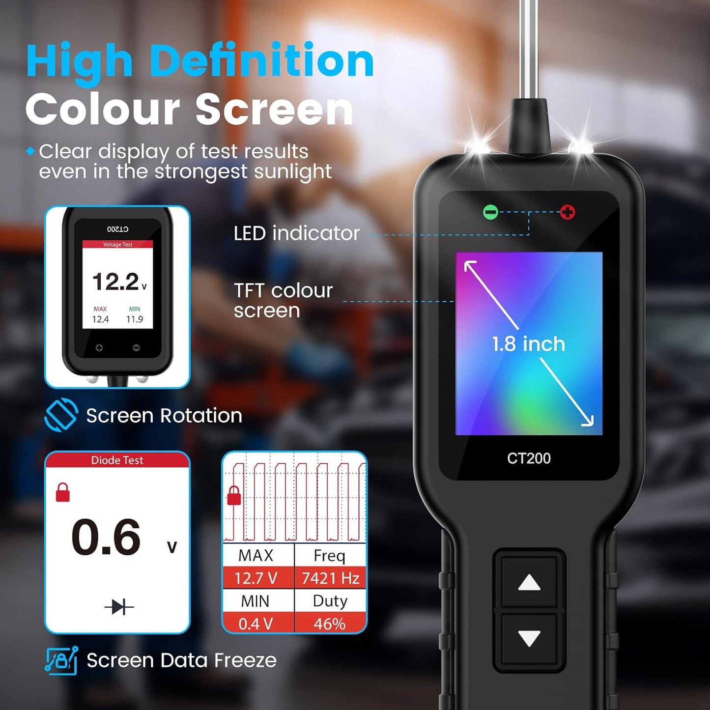 Automotive Circuit Tester, Power Circuit Probe Tool, 12-24V Electrical Short Open Breaker Circuit Finder, CT200 Auto Electrical Circuit Tester, Car Fuse Tester, Automotive Tool