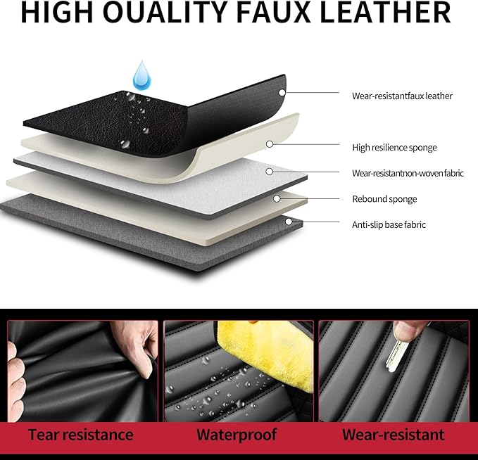Fit Outback Car Seat Covers for Subaru Outback 2010-2024 2025 2026 - Upgraded Premium Waterproof & Breathable Leather, Airbag Compatible, All-Weather Seat Cushion Protector (2 Front/Black)