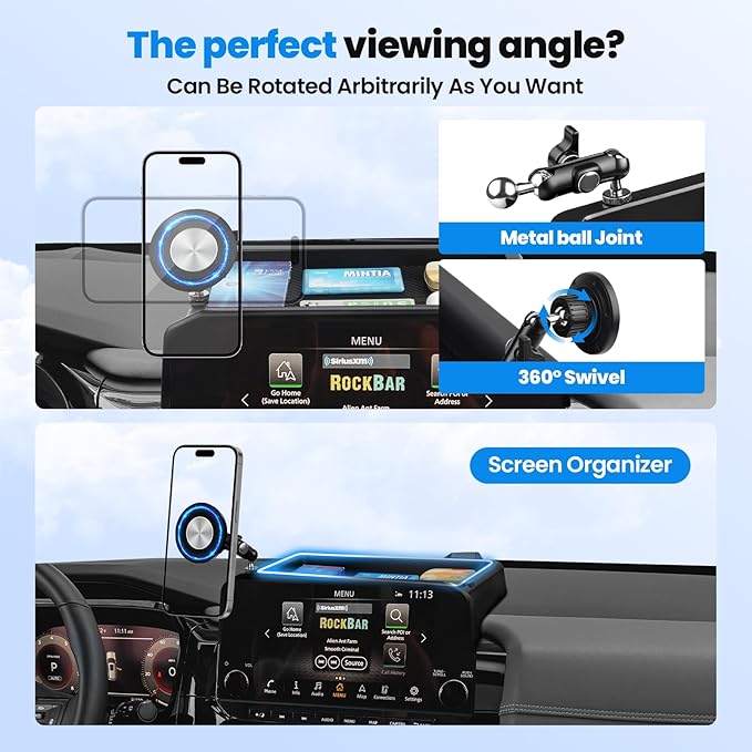 Karltys Upgraded 360° Rotation Magnetic Phone Holder Organizer for Nissan Pathfinder 2022 2023 2024 2025(Not for 2026) Accessories, Screen Organizer & Magnetic Phone Mount for 9-Inch Screen