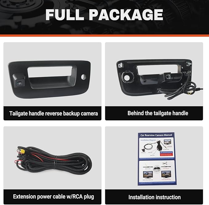 Tailgate Handle Backup Camera Compatible with 2007-2014 Chevy Silverado GMC Sierra 1500 2500 3500 HD with Waterproof Rear View Camera with Keyhole, Tailgate Handle Backup Kit Replaces# 22755304