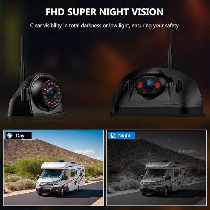 Wireless RV Backup Camera System for Furrion Pre-Wired RVs Truck Trailer, FHD 1080P 7" Touchscreen IPS Monitor with 1 Rear & 2 Side View Cameras, Loop Recording Night Vision Plug & Play F7-3
