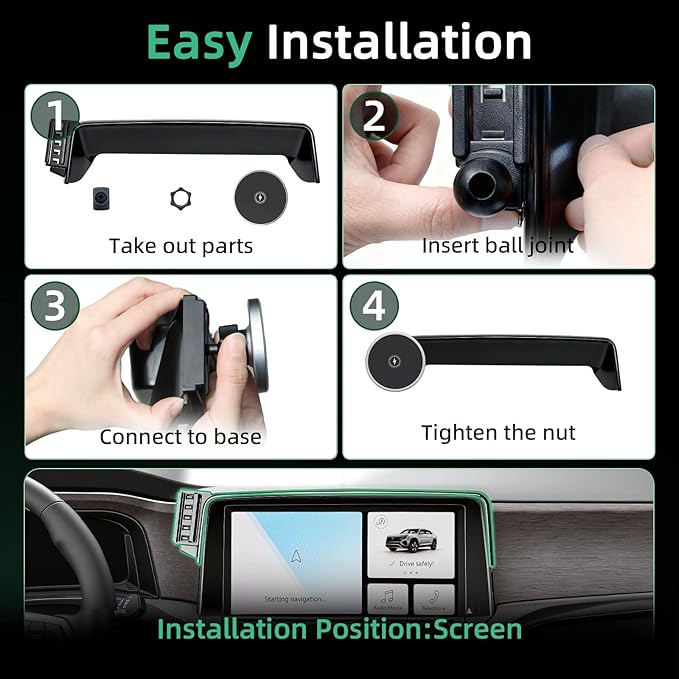 Magnetic Phone Holder for Volkswagen Atlas (2024 2025 2026, 12inch) / VW Altas Cross Sport, 15W Wireless Car Charger for iPhone & Samsung, 360 & Hands Free, with Storage Box, New Car Accessories