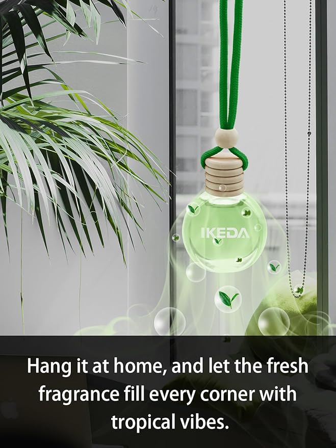 Ikeda Car Air Freshener: Hanging Car Smell Air Freshener | 10ml Hanging Car Perfume | Long Lasting Fragrance | Strong Scents Diffuser for Auto Home (Green tea)