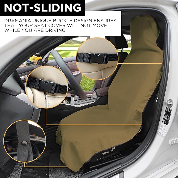 Waterproof Seat Cover Towel, Premium Sweat Carseat Protector, Perfect for Universal Anti-Slip Car Truck SUV Seat, Great for Surfing Yoga Gym Workout, Brown