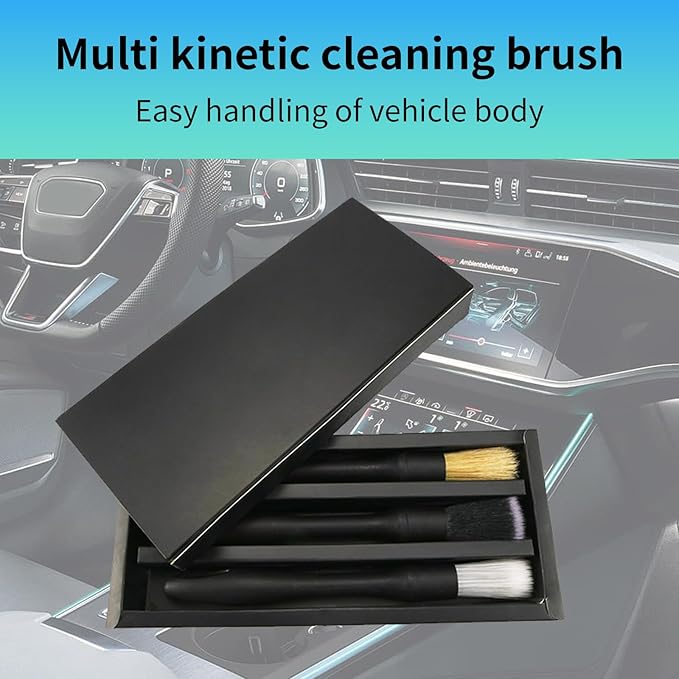 1 Pack 3 Pcs Car Detailing Brush,8.66 * 0.95in Automotive Brushes- Washing & Cleaning Air Vent for Wheels, Suitable for Most Cars, Trucks, Suvs