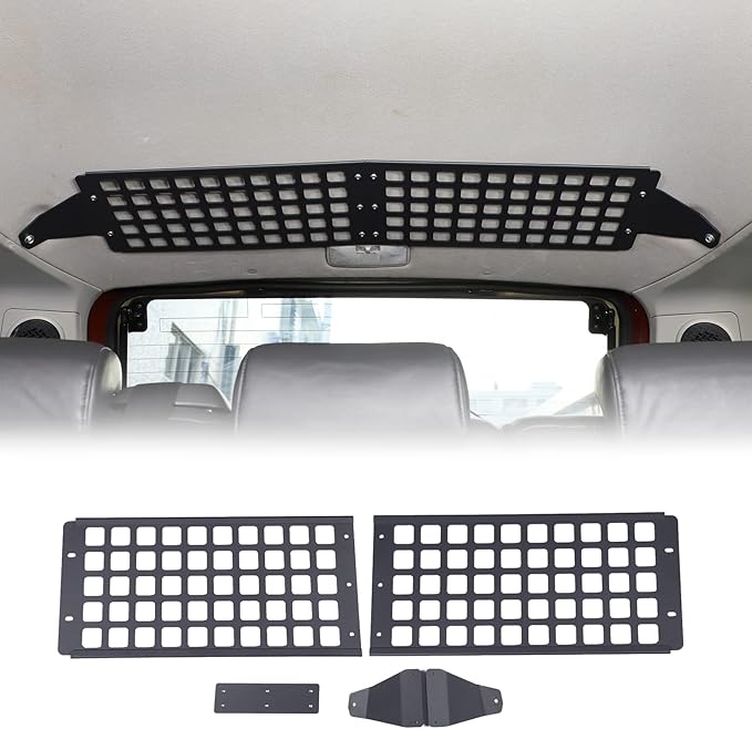 Car Trunk Roof MOLLE Panel Bracket Compatible with Toyot@ FJ Cruiser 2007-2021, Overhead MOLLE Panel Storage, Inner Rear Roof Hanging Bag Rack Holder (Rear)