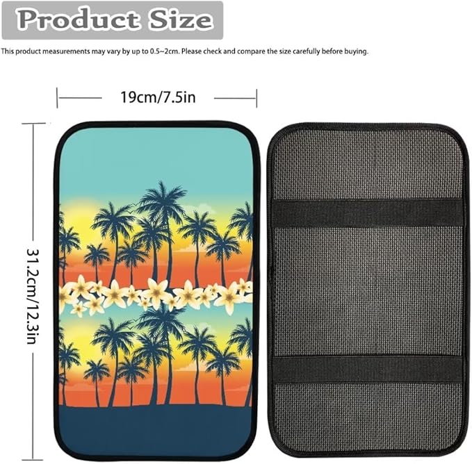Coldinair Palm Tree Car Center Console Pad,Auto Interior Accessories Decoration,Auto Armrest Cover Protector for Most Vehicle, SUV, Truck, Car