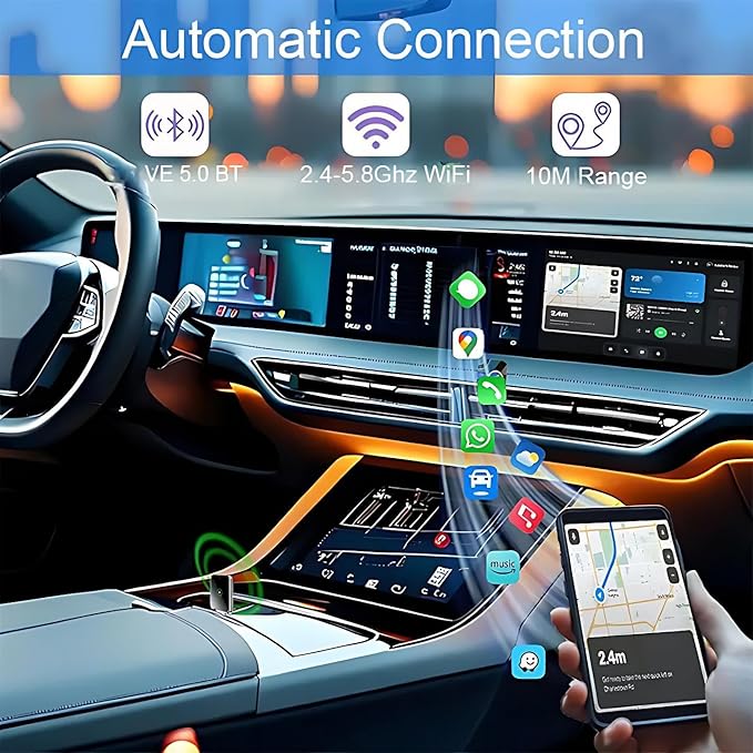 Auto Linkr Pro Auto Linker Pro Android Auto & CarPlay Wireless Adapter Apple iPhone,Wireless Adapter to Watch TV on Car Screen,Fast Auto Connect, Easy Setup,Mini Size with Extended USB-A and Type-C