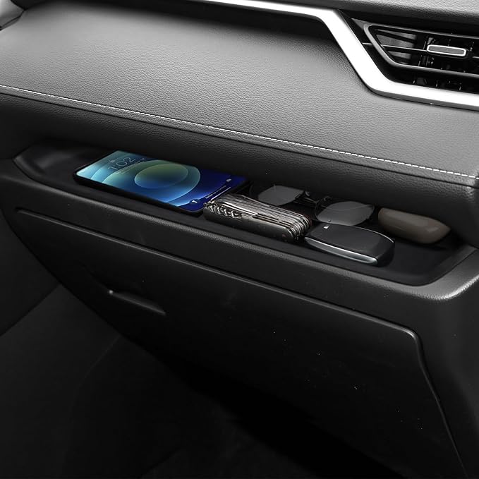auovo Passenger Storage Organizer Mat Compatible with Toyota RAV4 Accessories 2025 2024 2023 2022 2021 2020 2019 Car Custom Passenger Glove Box Storage Organizer Tray