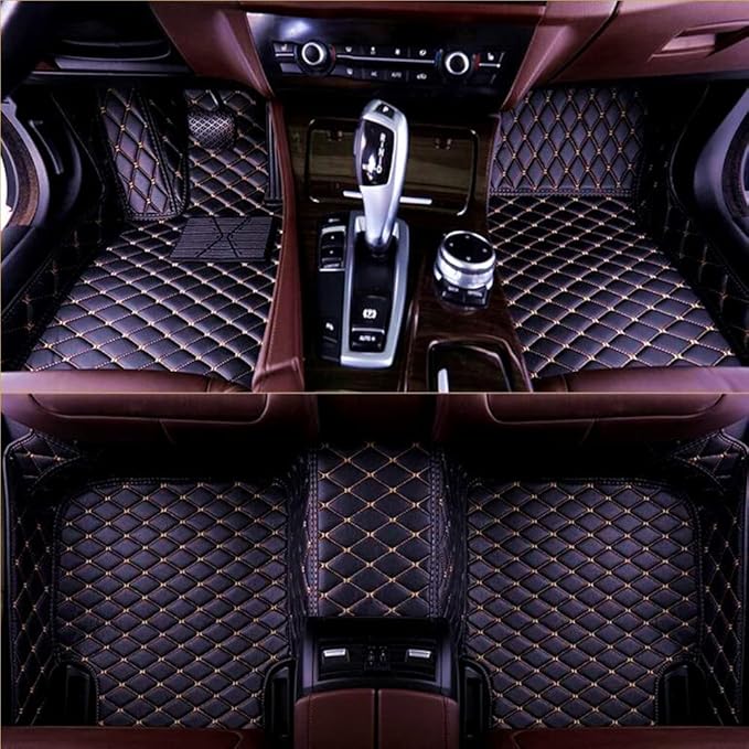 Custom Making Car Floor Mats Compatible with Audi BMW Mercedes-Benz Toyota Lexus Honda Infiniti Nissan Hyundai Kia All Models 2005-2026 (Black Gold)