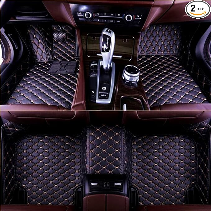 Custom Making Car Floor Mats Compatible with Audi BMW Mercedes-Benz Toyota Lexus Honda Infiniti Nissan Hyundai Kia All Models 2005-2026 (Black Gold)