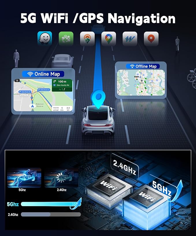 [4G+128G] Car Stereo for Honda Accord 8th 2008-2013 with 5GWiFi/Android 15/Wireless Carplay Android Auto,10.1" Incell Touch Screen Radio,GPS/EQ DSP/Bluetooth5.0/SWC/AHD Backup Camera