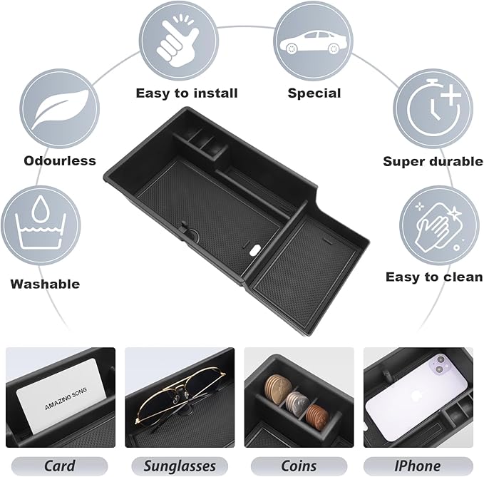 SKTU for 2024 2025 2026 Chevrolet Blazer EV Center Console Organizer 2024 2025 2026 Chevy Blazer EV Console Tray 2024 2025 2026 Chevy Blazer EV Accessories Armrest Tray with Coin Holder