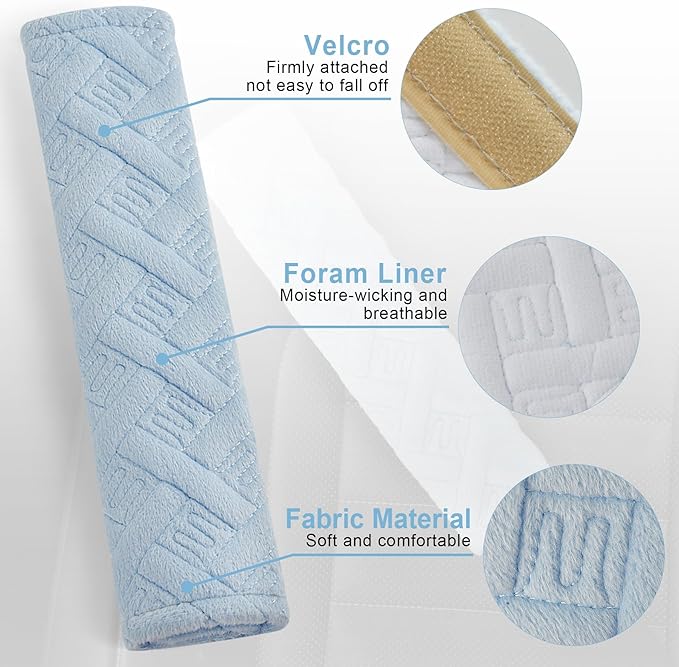 JUSTTOP 2-Pack Universal Car Shoulder Strap Pads Cover for A More Comfortable Driving, Shoulder Strap Covers Harness Pad for Car Interior Accessories(Pale Blue)