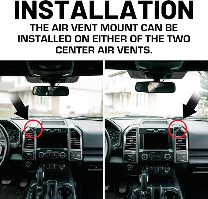 Bulletpoint Mounting Solutions Aluminum Air Vent Phone Mount Compatible with 2015-2020 Ford F-150, 2017-2022 Super Duty & 2018-2021 Expedition (Spring-Loaded)