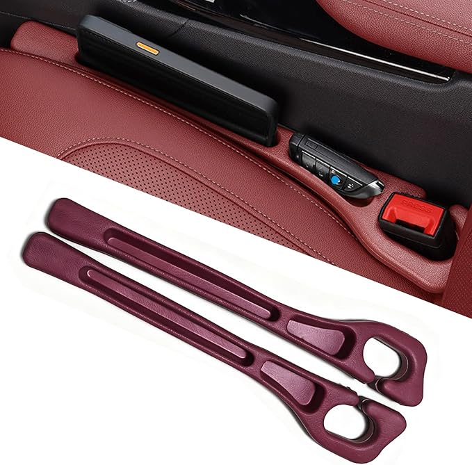 Car Seat Gap Filler Organizer of 2 - No Drop Seat Guard, Universal Car Seat Gap Filler, Durable Non-Slip Material, Easy 10-Second Install for Cars, Trucks & SUV(Red)