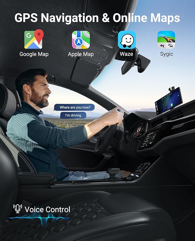 Wireless CarPlay and Android Auto 11.26-inch Touchscreen, 4K Dash Camera and 1080p Backup Camera, Universal Portable car Display, Equipped with 64G Memory Card