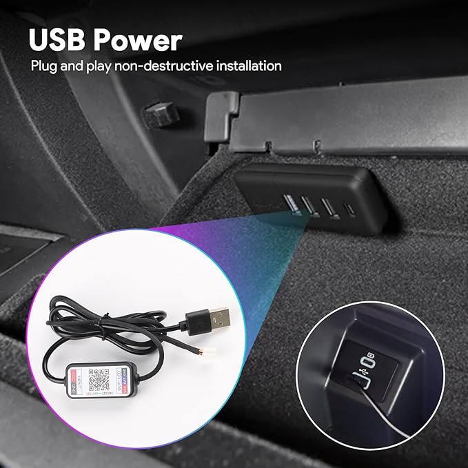 Ambient Lighting Wireless Charging Frame for 2025-2026 Tesla Model Y (Includes Juniper) 2024-2026 Tesla Model 3 PC Stylish Decorative Accessories (Big Starry Sky, Glossy Black)