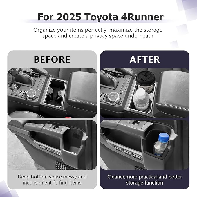 LUWU 2025 2026 4Runner Accessories Compatible with 2025 2026 Toyota 4Runner Center Console Cup Holder, Rear Seat Door Side Silicone Cup Holder Black 4 Runner 2026 Accessory 2-Pack
