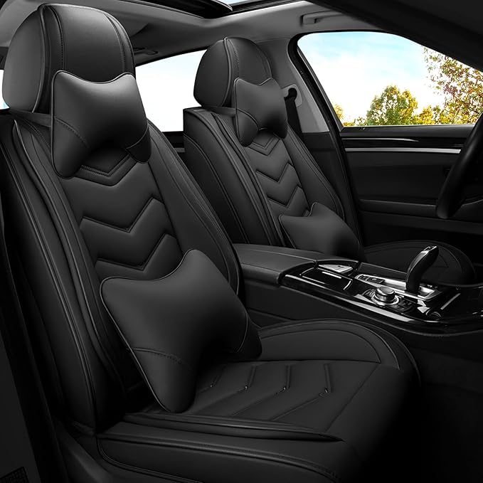 Car Seat Covers for Lexus ES 350 2007-2025, Premium Nappa Leather Car Seat Cover, Stylish Sport Seat Covers， Automobile Seat Cover Sets.(Luxury 2 Seats/Pure Black)
