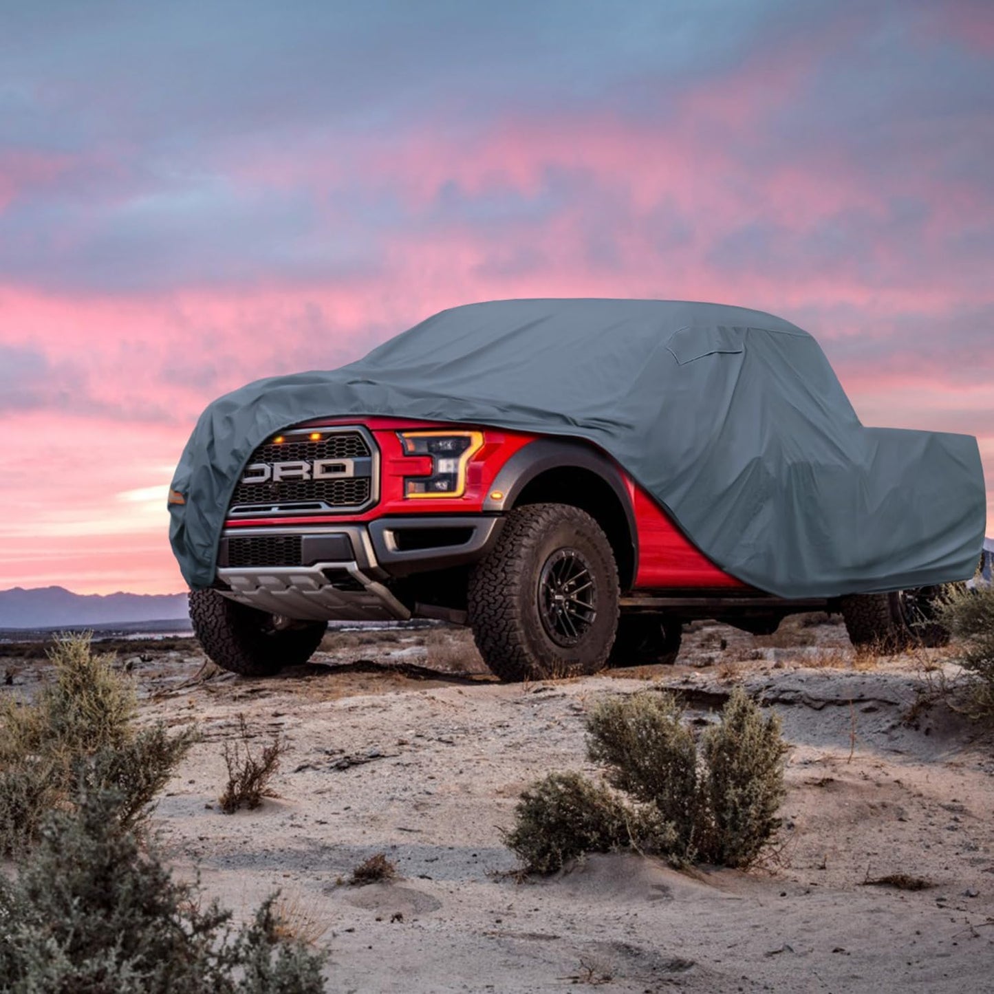 16 Layers Large Truck Cover Waterproof All Weater, Heavy Duty Pickup Truck Cover for RAM 2500 3500, Silverado 1500 2500 3500, F-Series F-250 F-350, Toyota Tundra etc. Length up to 262 inch.